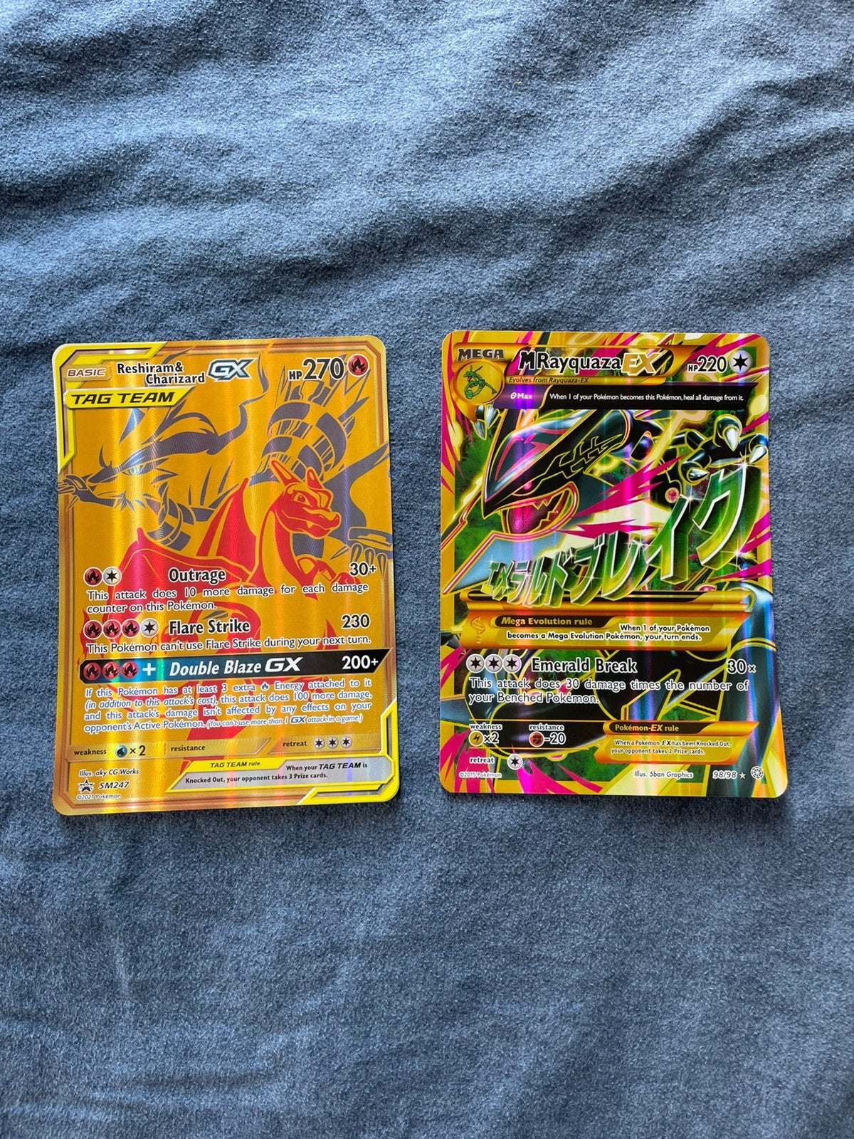 Cartes Pokémon Jumbo Rayquaza et Reshiram et Charizard, Enlèvement ou Envoi, Utilisé, Plusieurs cartes, Foil