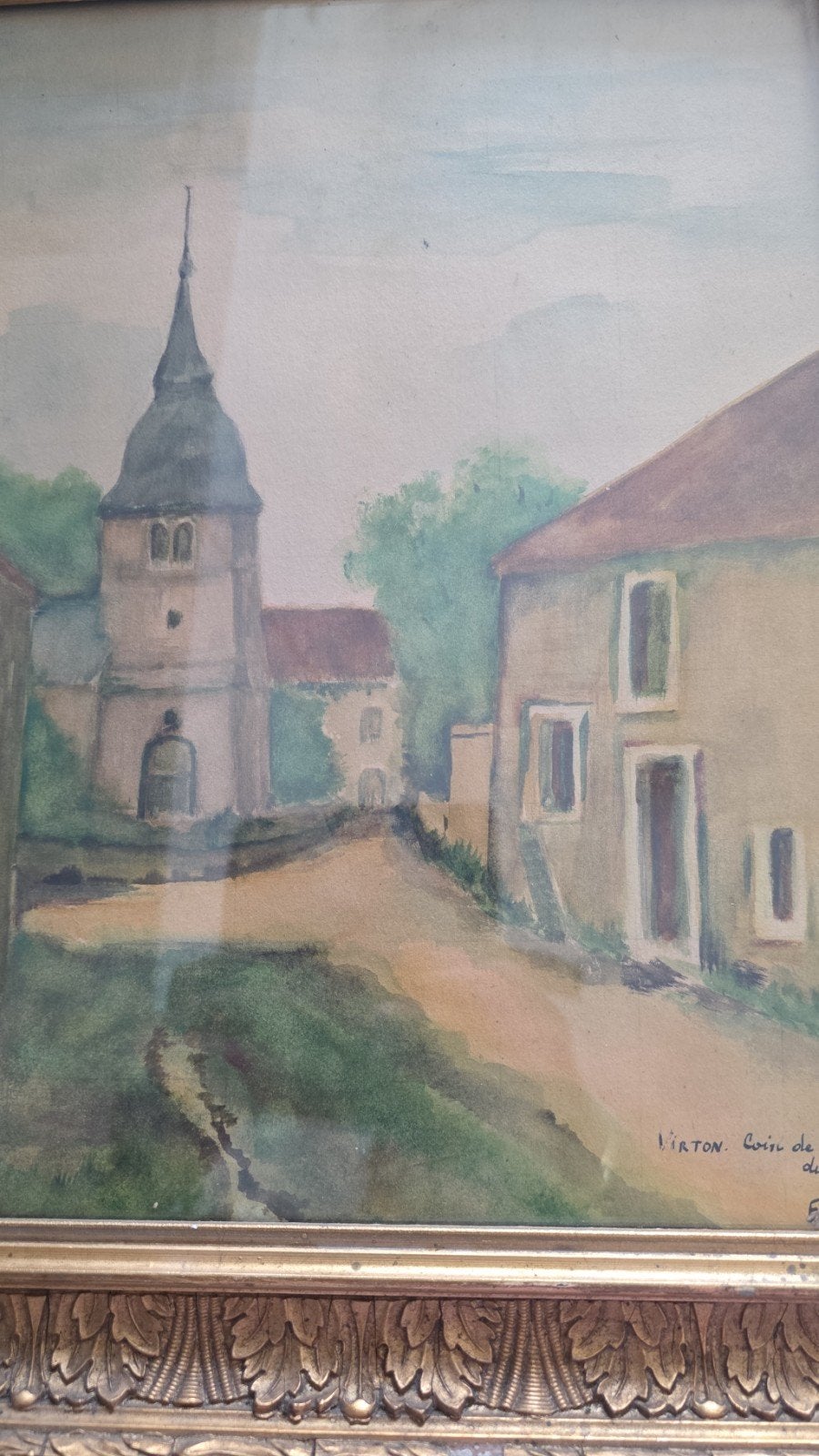 PIÈCE DE PATRIMOINE - VIRTON, Antiquités & Art, Art | Peinture | Classique, Aquarelle, Papier, Sous verre, Enlèvement
