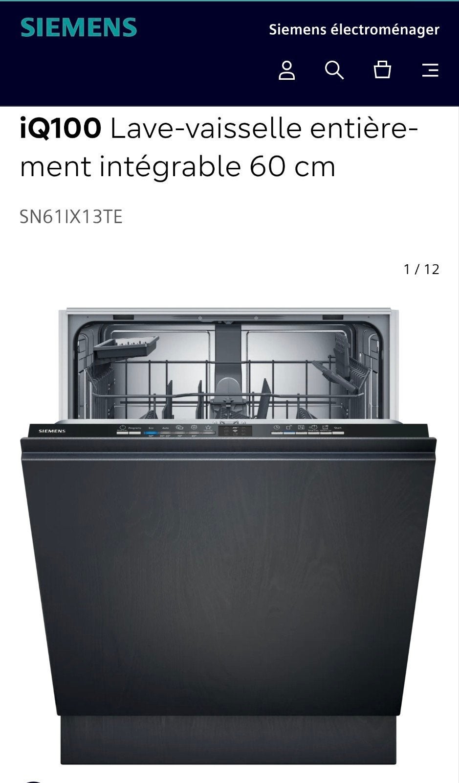 Lave-vaisselle intégrable SIEMENS., Neuf, Encastré, Moins de 10 litres, Enlèvement