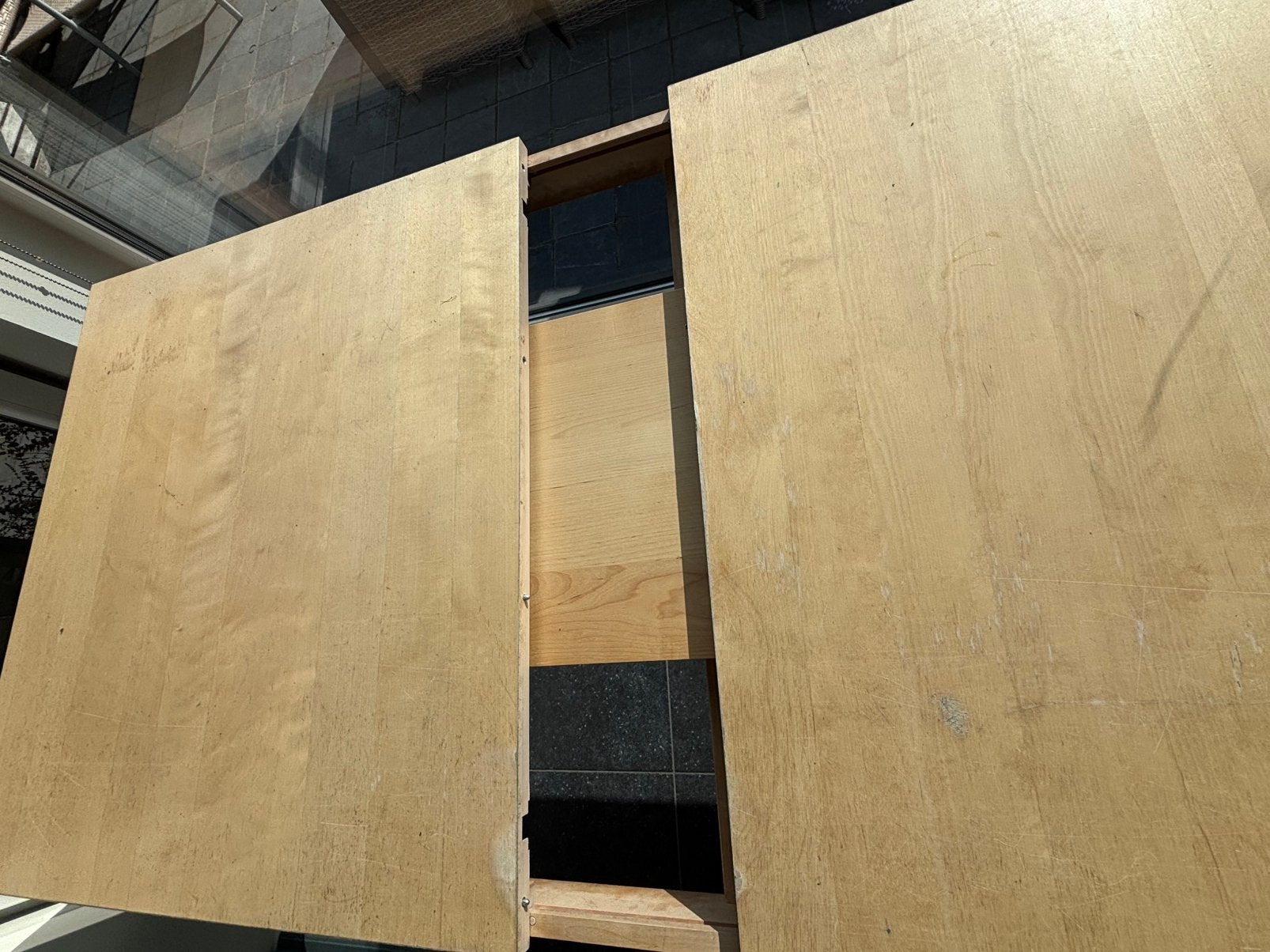 Tafel 6-8 personen, uittrekbaar (-240cm lang), Huis en Inrichting, Ophalen, Vierkant, 200 cm of meer, 50 tot 100 cm