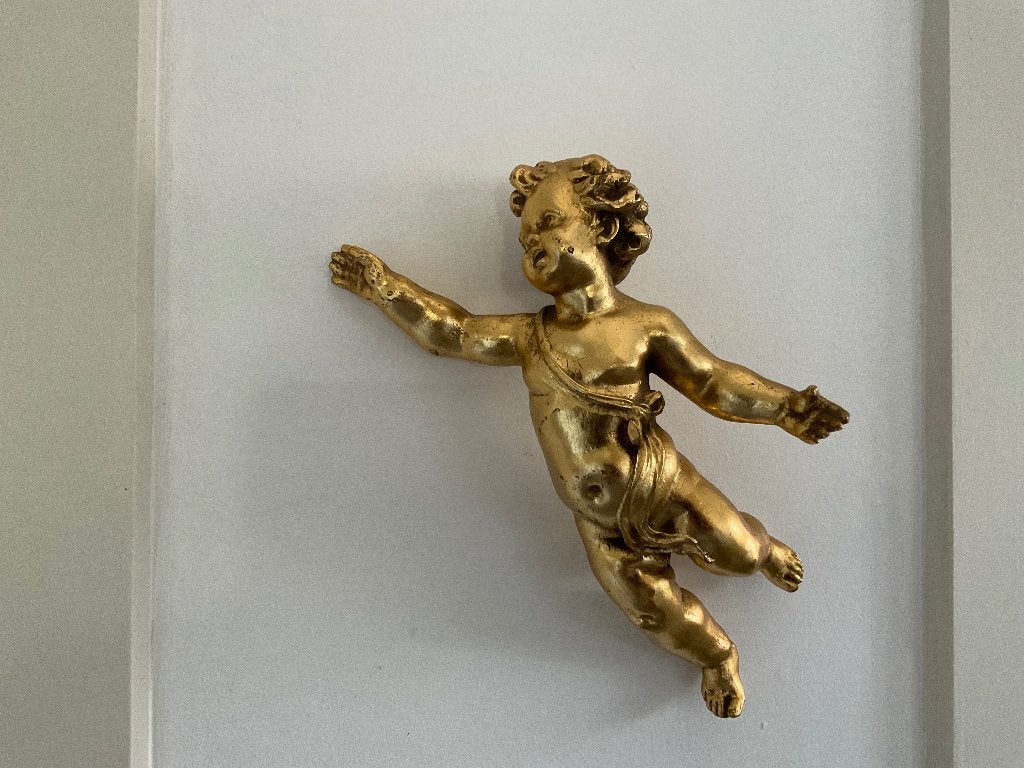 Brocante muur engel verguld /, Antiek en Kunst, Ophalen of Verzenden