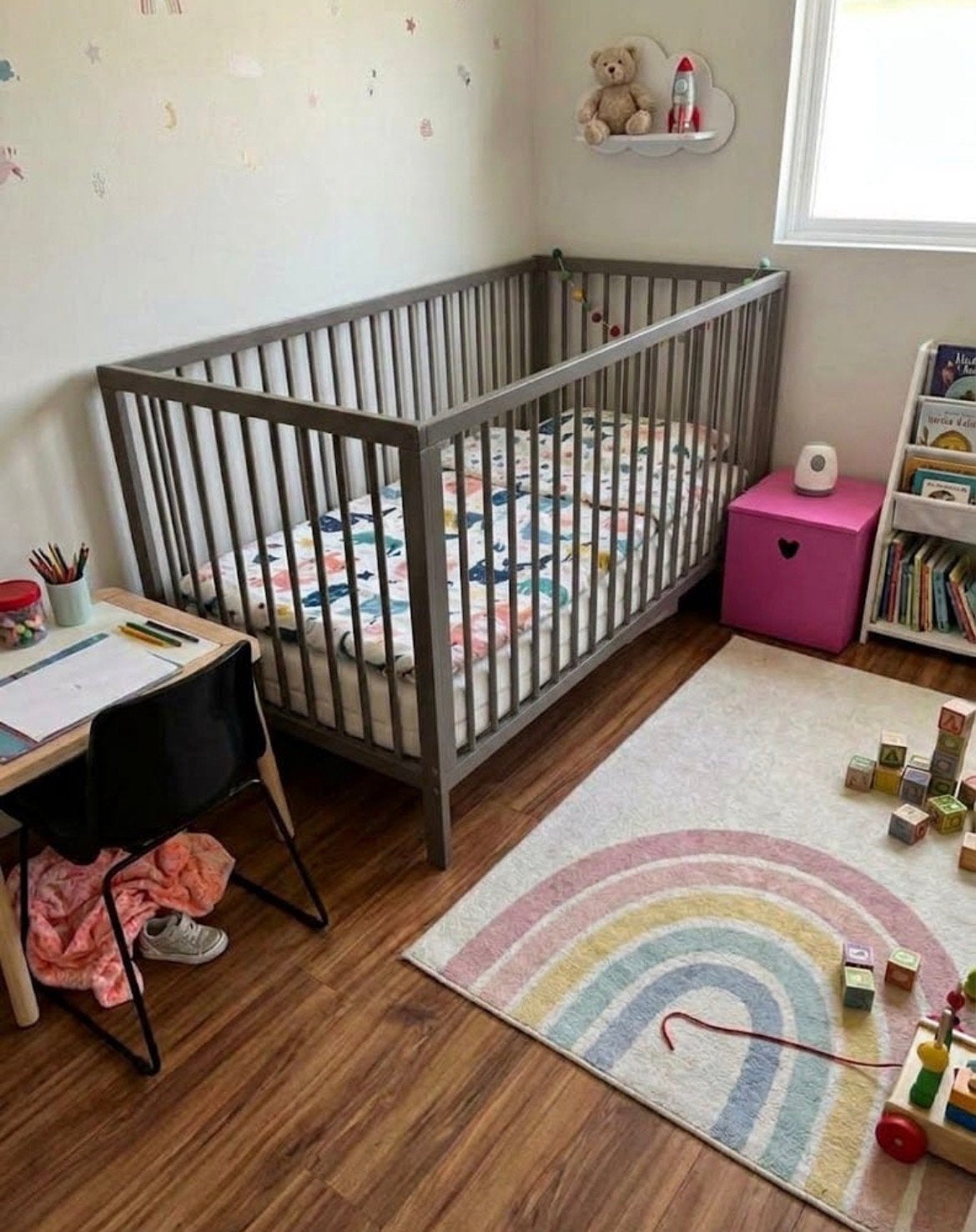 Kinderbedje/ledikantje - Grijs, Ophalen, Gebruikt, Matras