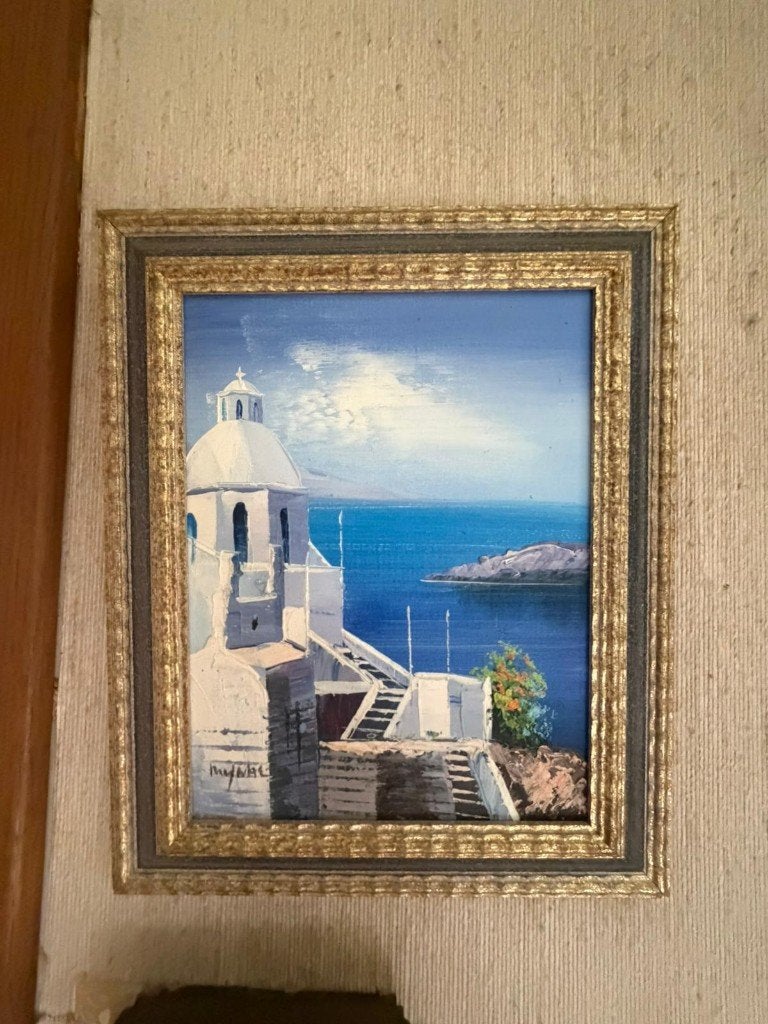 Schilderij eiland Mykonos, Ophalen, Minder dan 50 cm, Zo goed als nieuw, Schilderij