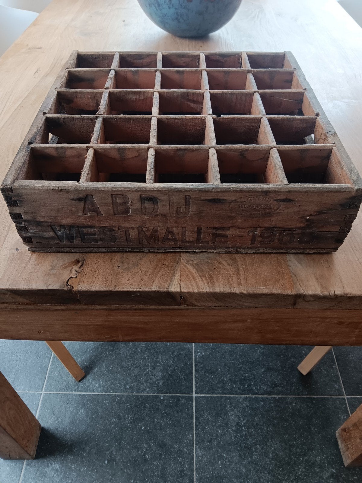 oud houten bierbak westmalle, Huis en Inrichting, Woonaccessoires | Kisten, Ophalen of Verzenden