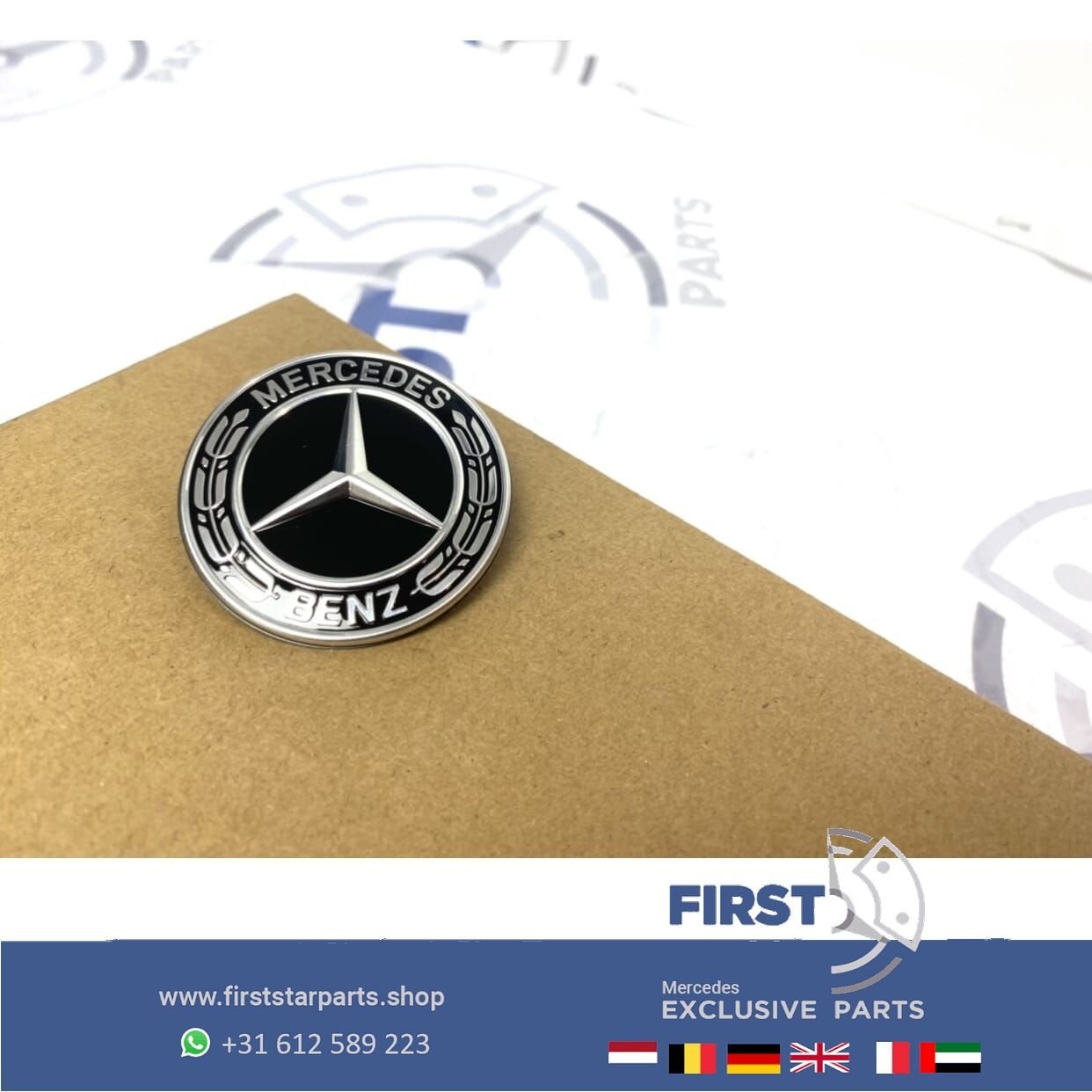 MERCEDES VOORBUMPER LOGO ZWART AMG BUMPER EMBLEEM LOGO A B C, Utilisé, -, -, Enlèvement ou Envoi