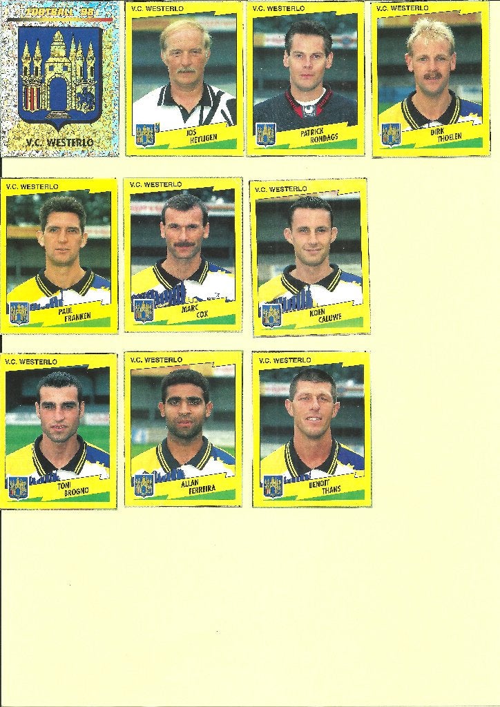 10x V.C. Westerlo - Panini Football 98 Belgium (recup), Enlèvement ou Envoi, Utilisé, Plusieurs autocollants
