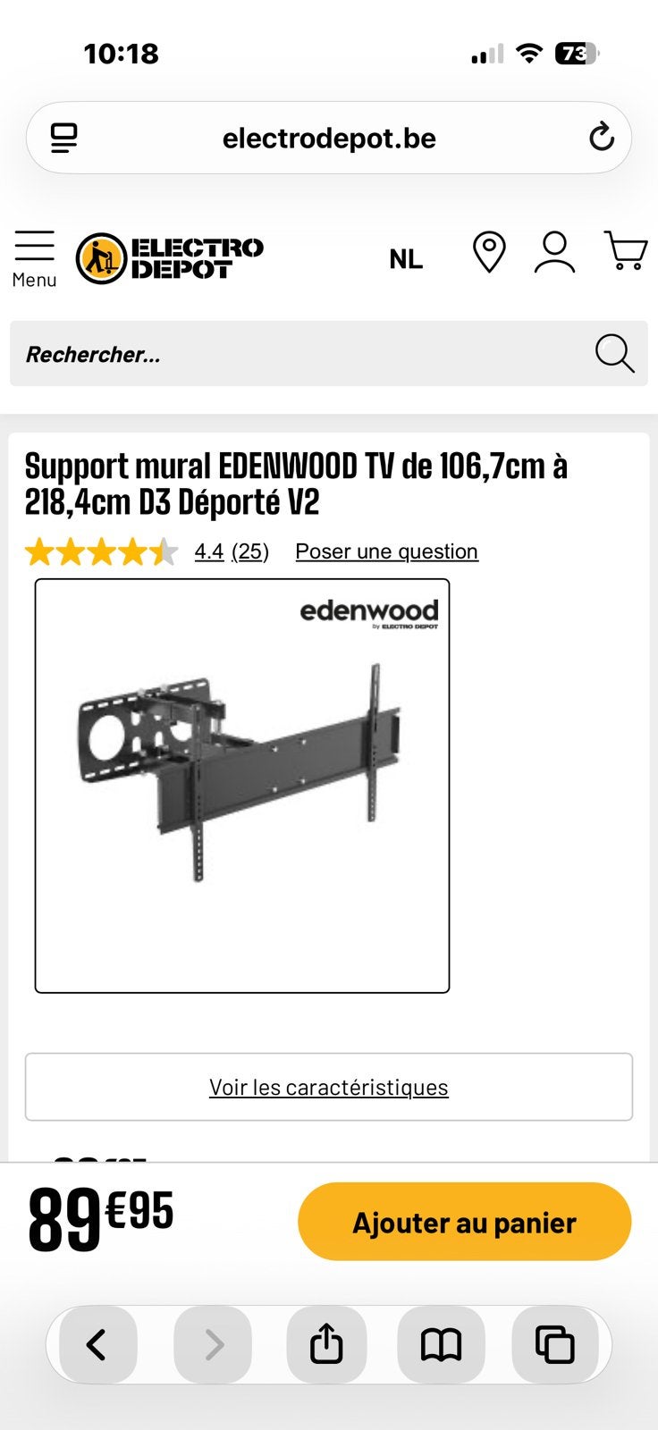 À VENDRE – Support mural TV EDENWOOD D3 Déporté V2 – NEUF, TV, Hi-fi & Vidéo, Enlèvement, Comme neuf