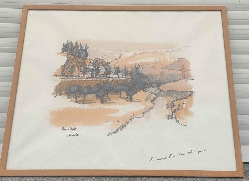 Aquarelle signe Marco magis, Antiquités & Art, Art | Peinture | Classique, Enlèvement ou Envoi