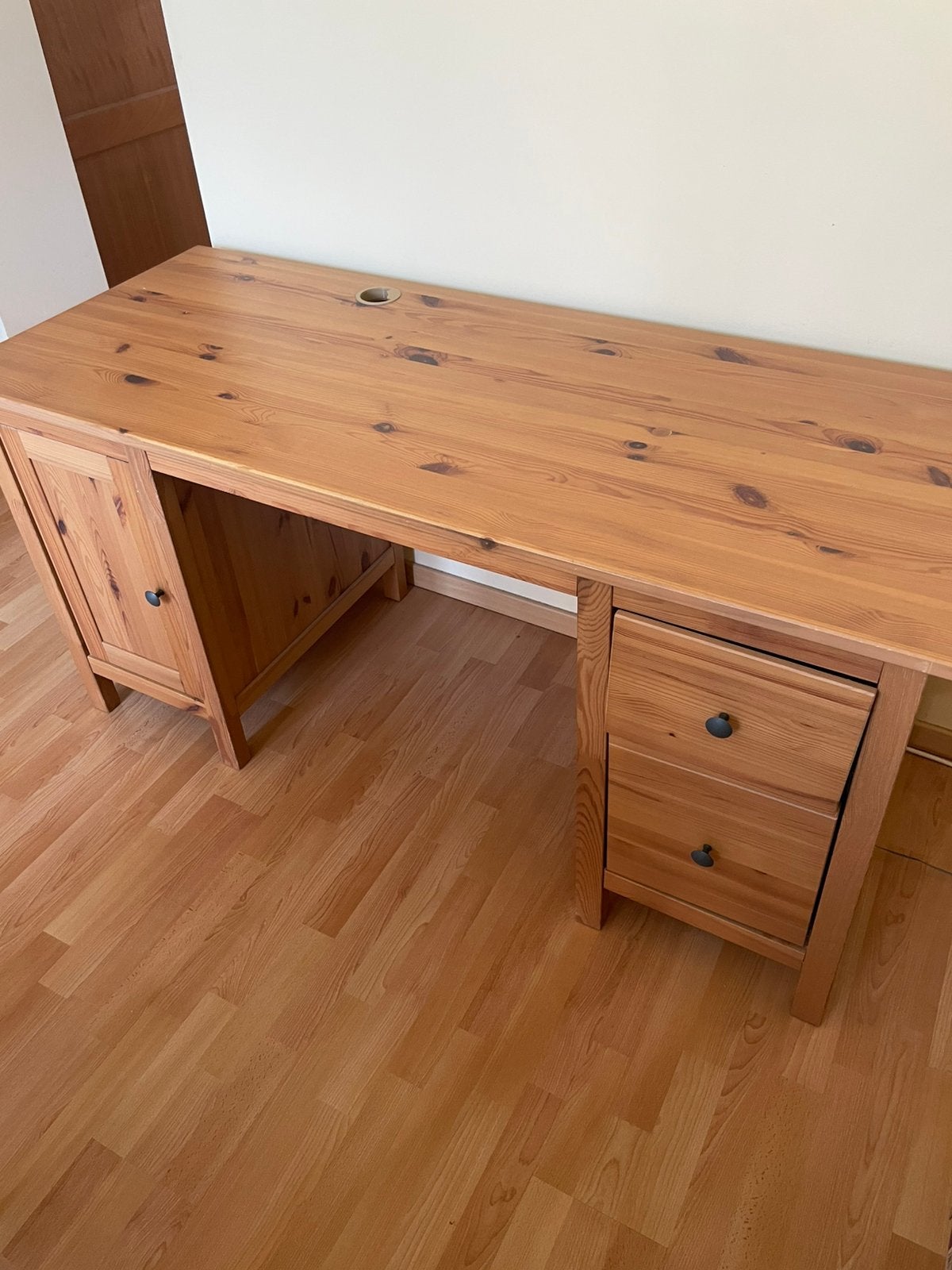 Bureau en bois massif IKEA HEMNES (Brun clair / Pin), Comme neuf, Enlèvement, Brun, IKEA