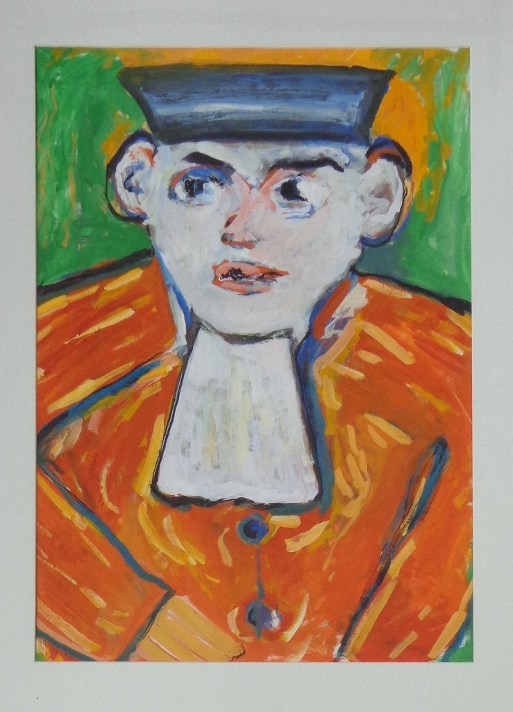 ONBEKEND / PORTRET VAN ADVOCAAT / OLIEVERF / 103x73cm KADER, Ophalen, Papier/karton, Achter glas, Olieverf