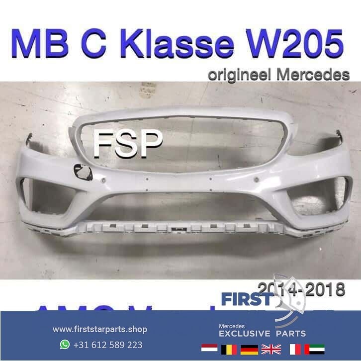 W205 AMG Voorbumper Mercedes C Klasse 2014-2018 bumper wit, Utilisé, -, Avant, -