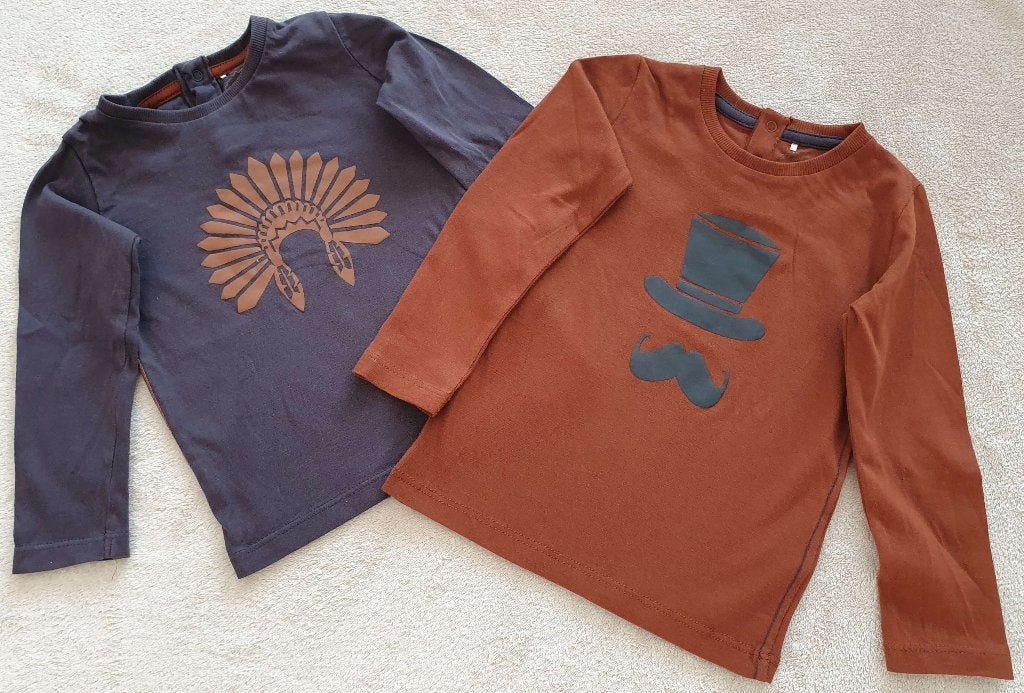 Lot de 2 t-shirts manches longues - T86 (2ans) JBC - NEUF, Garçon, Enlèvement, Chemisette ou Manches longues, Neuf