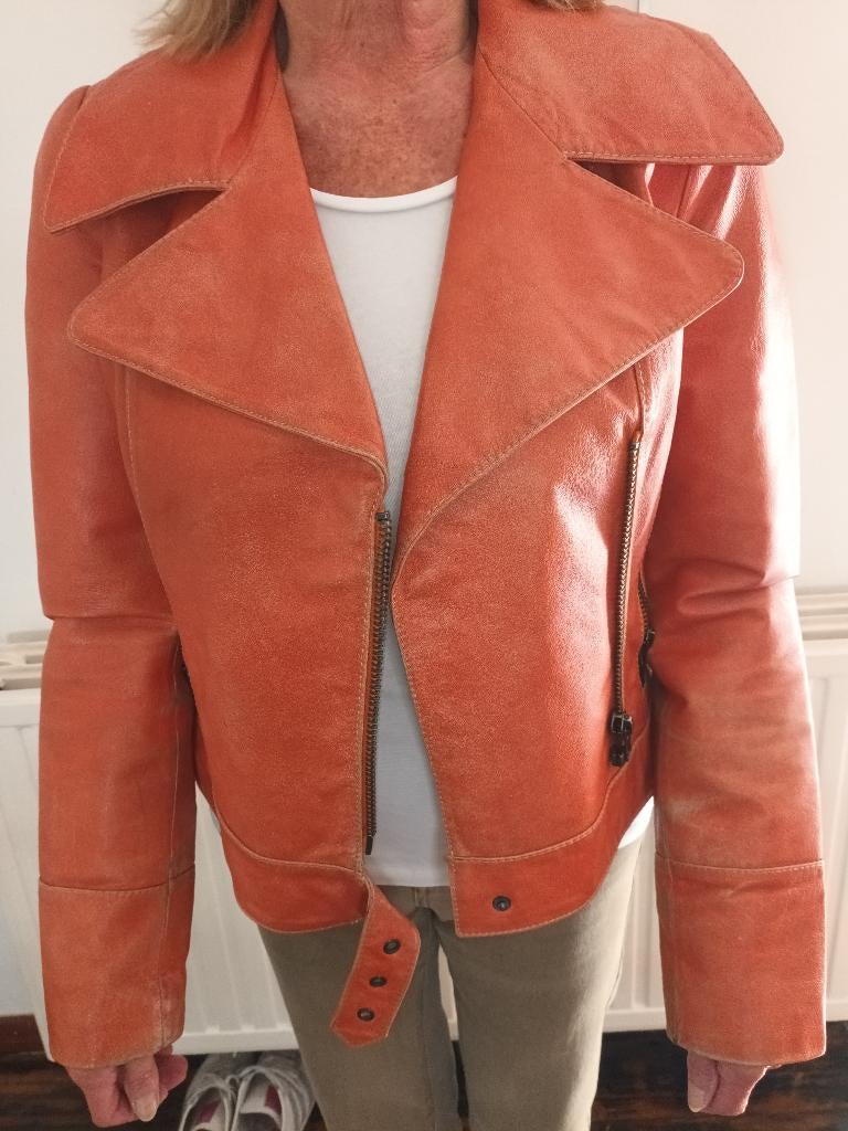 Vintage lederen vest merk Only  maat small, Kleding | Dames, Oranje, Maat 36 (S), Gedragen, ONLY.