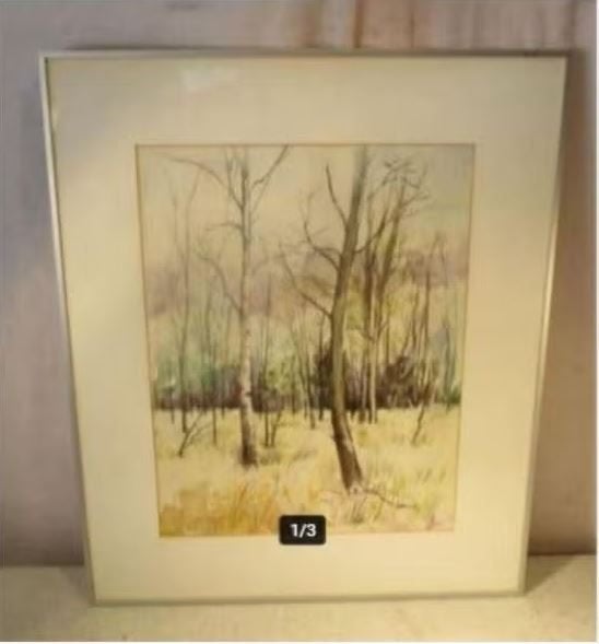Mooi Geschilderd aquarel 'Winter in de Kempen' - Wuyts M, Ophalen of Verzenden