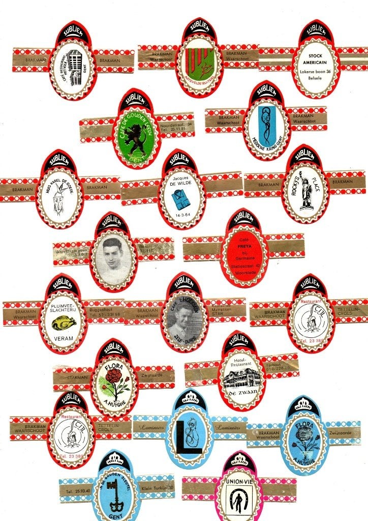 SIGARENBANDEN RECLAME BRAKMAN/SUBLIEM, Verzamelen, Ophalen of Verzenden, Zo goed als nieuw, Sigarenbandjes