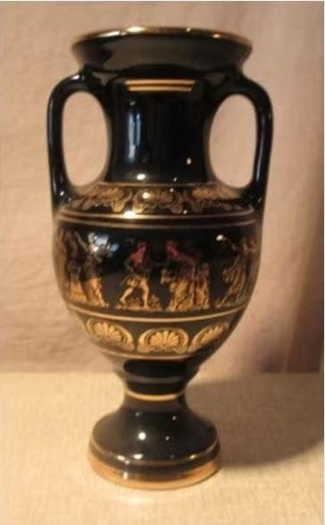 Belle carafe grecque avec finition en or 24 carats - 19 cm, Antiquités & Art, Enlèvement ou Envoi