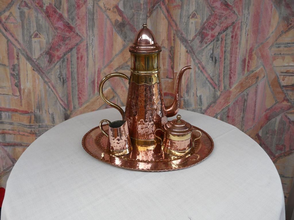 koperen koffieset  (4 stuks), Ophalen of Verzenden