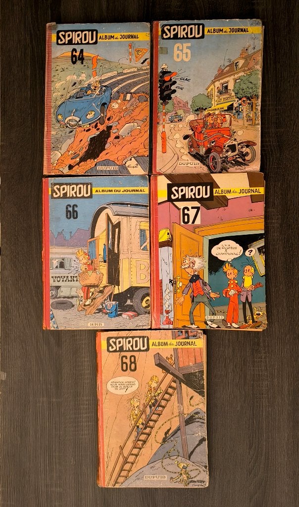 LOT 9 ALBUMS DU JOURNAL SPIROU — N60 à 68  1957/1958, Boeken, Stripverhalen, Ophalen of Verzenden, Zo goed als nieuw, Franquin