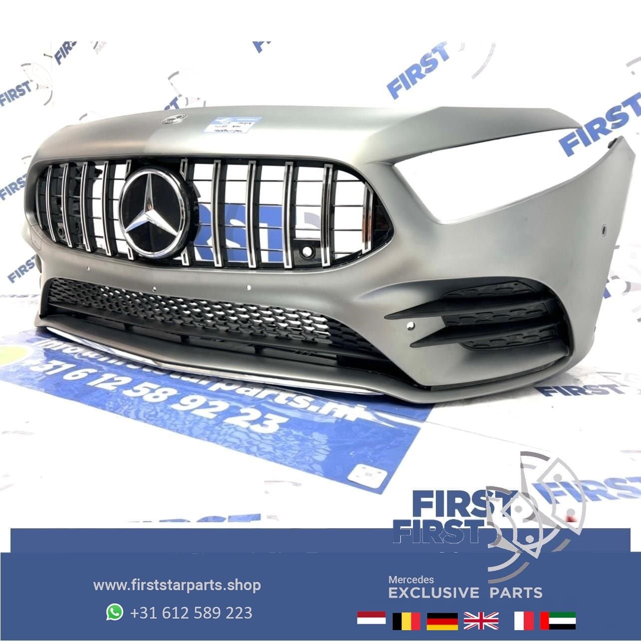 W177 AMG LINE VOORBUMPER A KLASSE 2022 35 MAGNO GRIJS 662 CO, Gebruikt, -, Voor, Ophalen of Verzenden