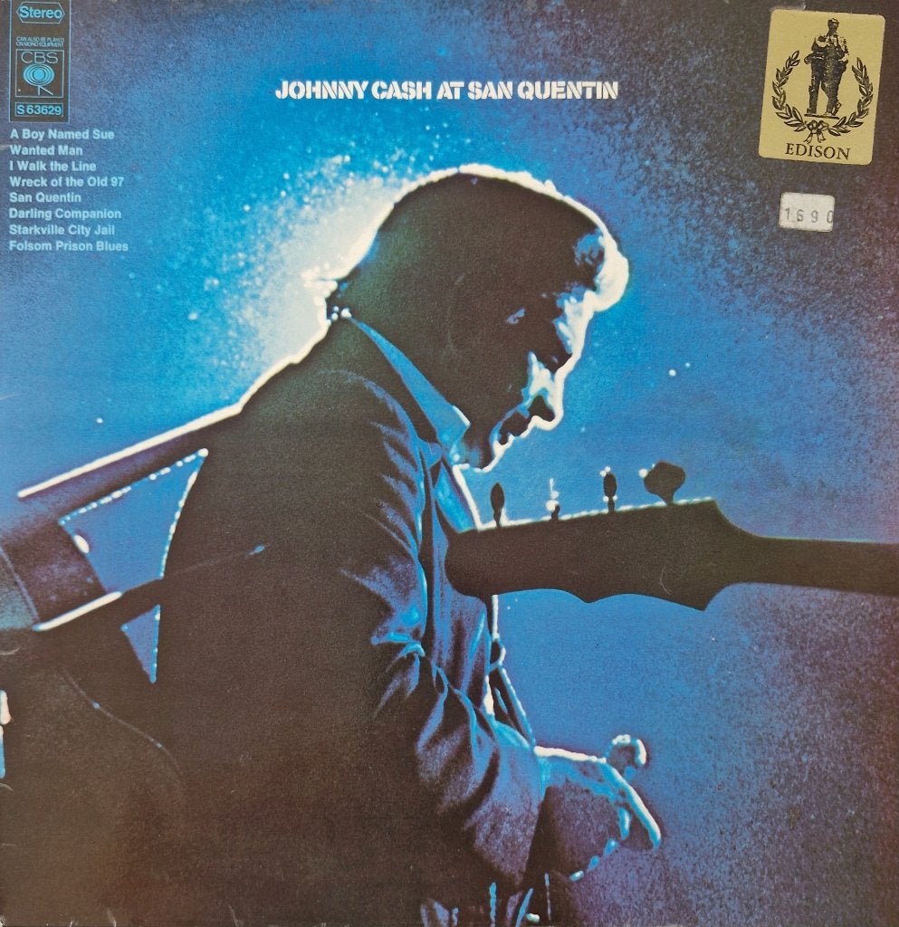 LP Johnny Cash " At The San Quentin ", Gebruikt, Ophalen of Verzenden, 1960 - 1969, Fotohoes