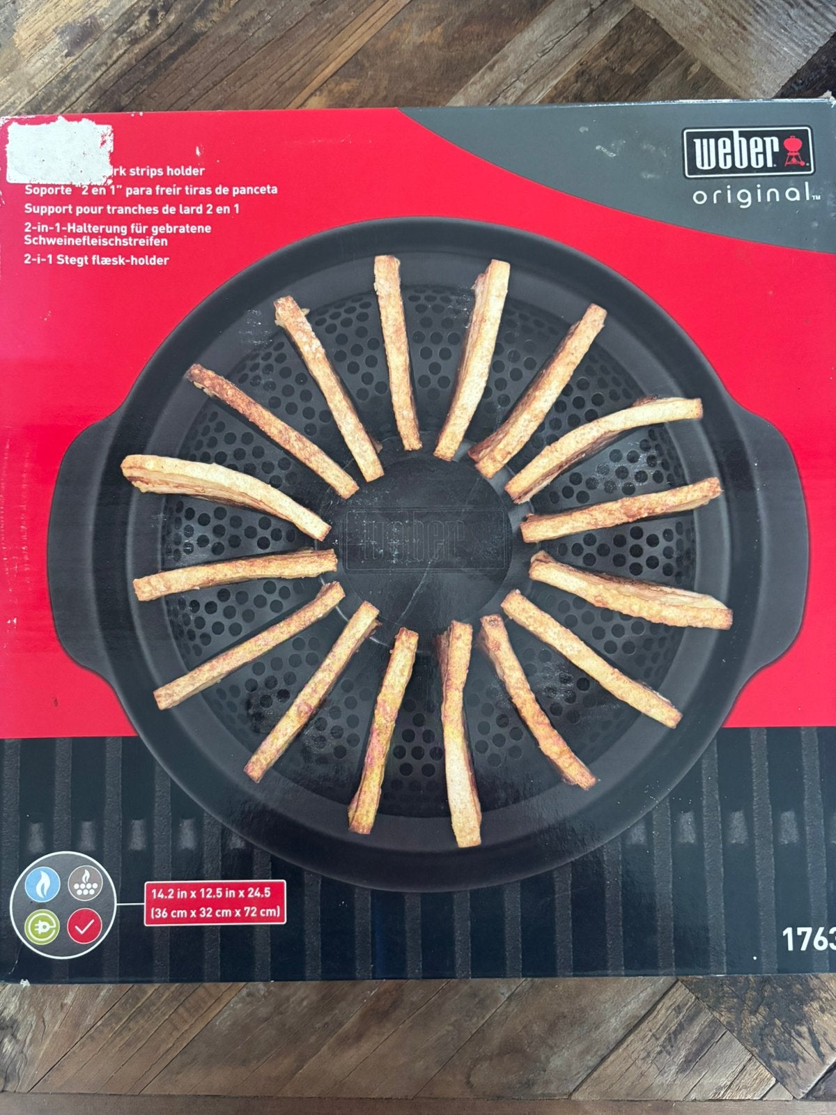 Weber porkstriphouder en pan voor bbq, Ophalen, Nieuw