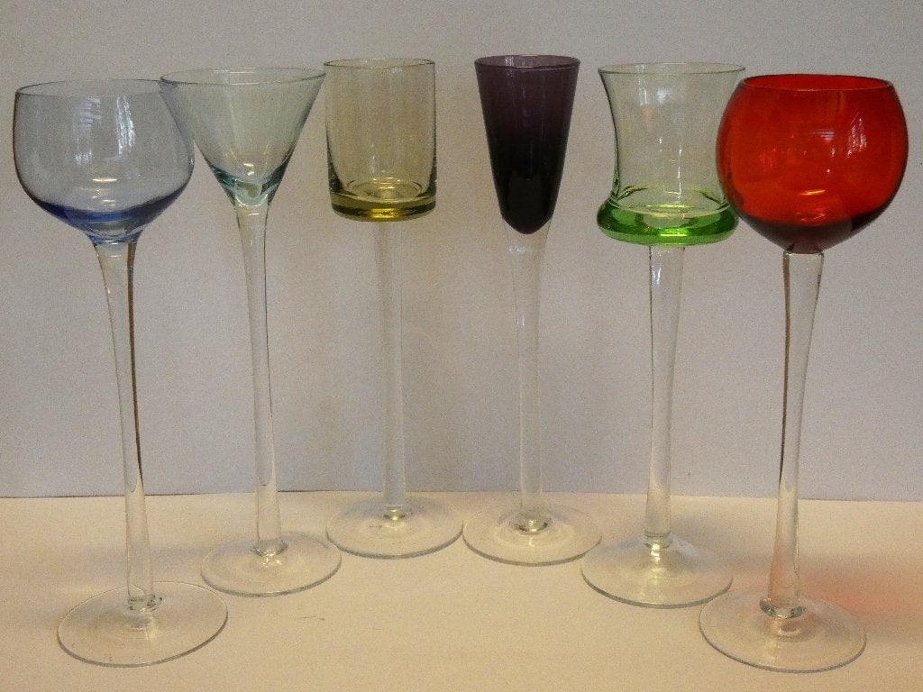 ART - GLAS  6 aperitief glaasjes op hoge stam, Antiek en Kunst, Ophalen of Verzenden