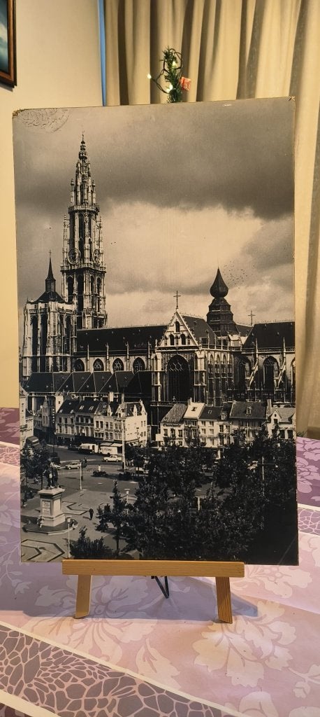 Oude zwart/wit foto van Kathedraal van Antwerpen, Enlèvement, Utilisé, Bâtiment, Photo