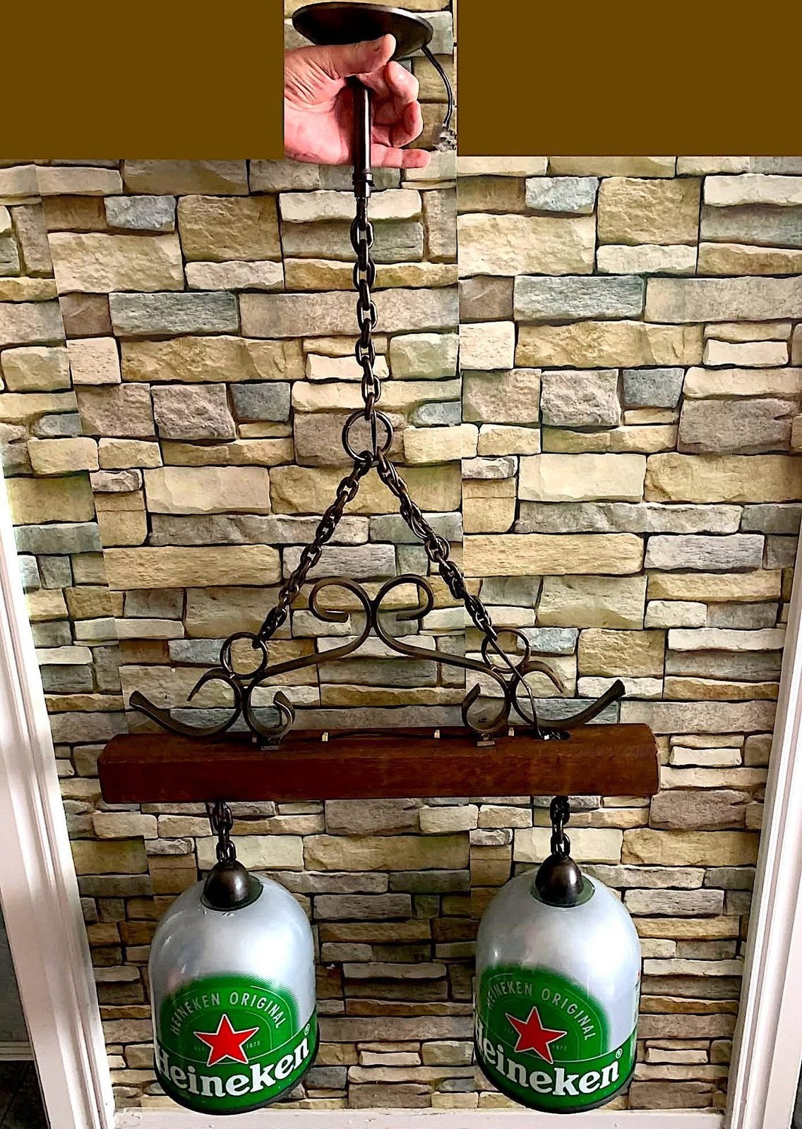 Te koop mancave Heineken bruin cafe hanglamp ., Ophalen of Verzenden, Zo goed als nieuw, Overige typen, Heineken