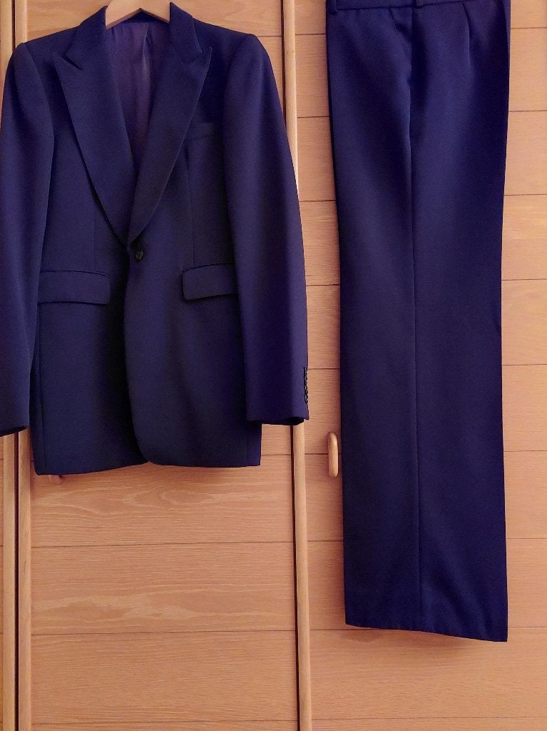 Magnifique costume 3 pièces - homme - bleu foncé - vintage, Enlèvement ou Envoi, Comme neuf, Taille 46 (S) ou plus petite, Bleu