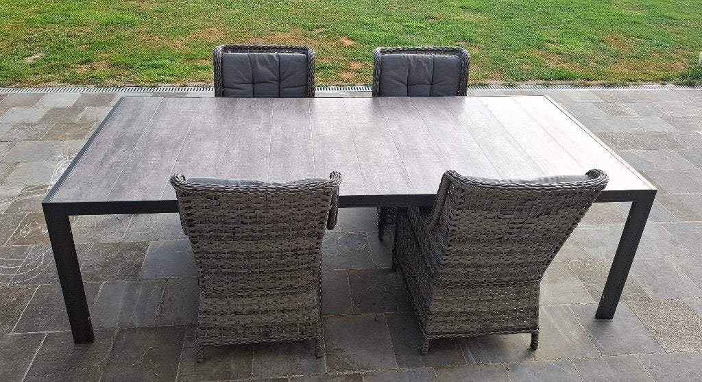 Table extérieure 245/100 + 4 chaises, Tuin en Terras, Tuintafels, Ophalen, Zo goed als nieuw, Rechthoekig, Metaal