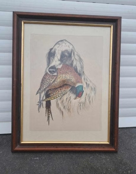 gravure chien de chasse signe reggio, Antiquités & Art, Enlèvement ou Envoi, Gravure