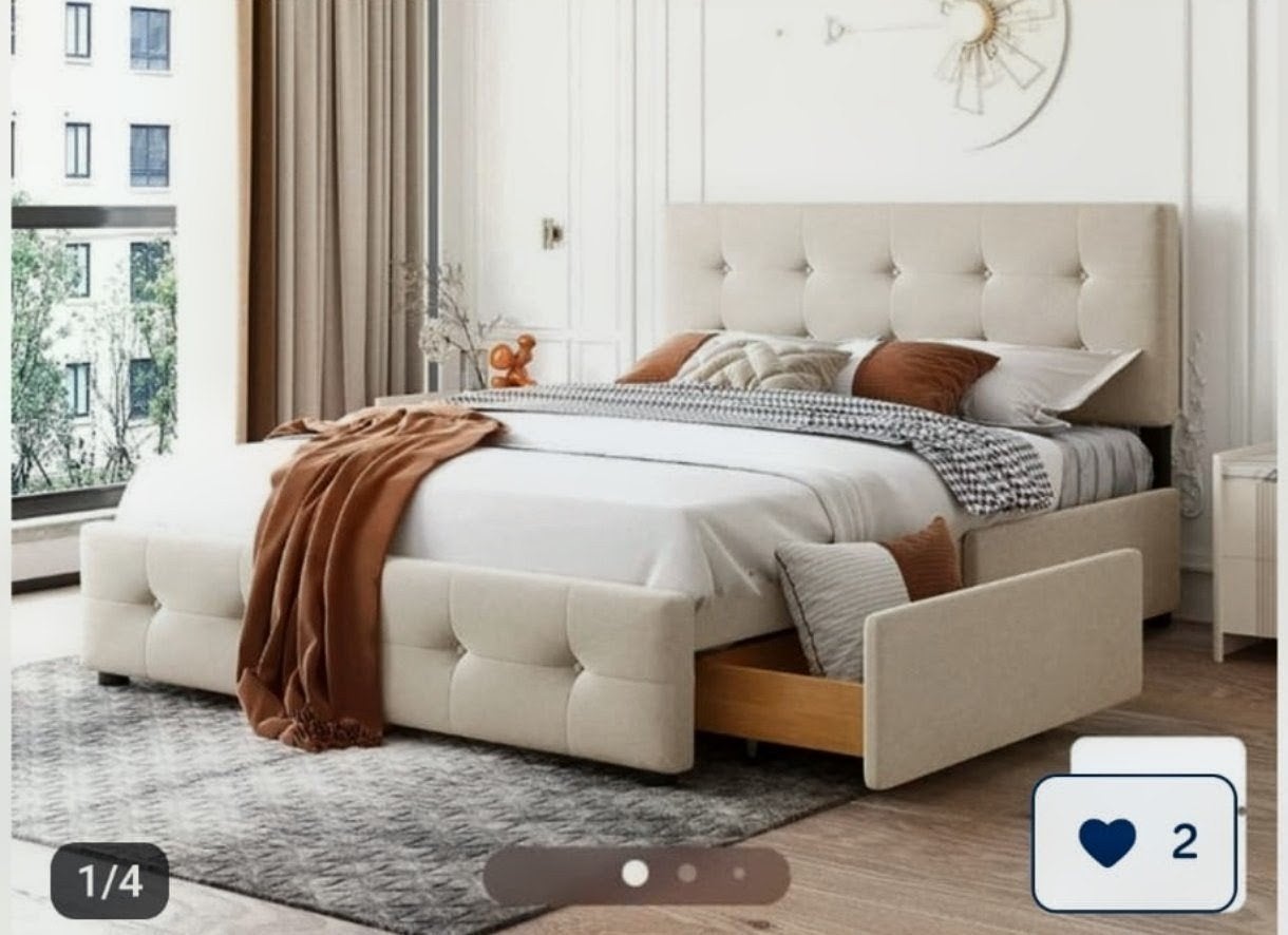 Lit double neuf 140 x 200 cm avec rangement 120 €, Maison & Meubles, Beige, 200 cm