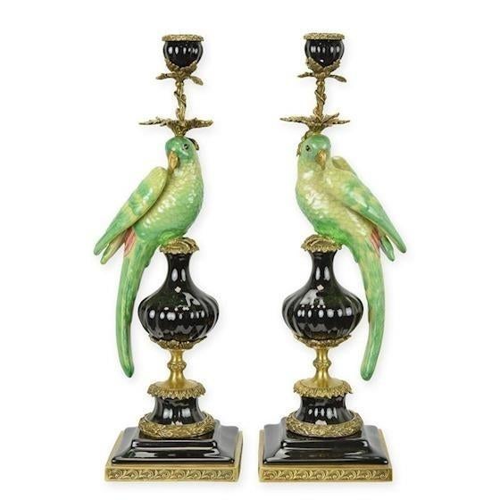 kandelaars van brons , papegaai, Ophalen of Verzenden, Brons