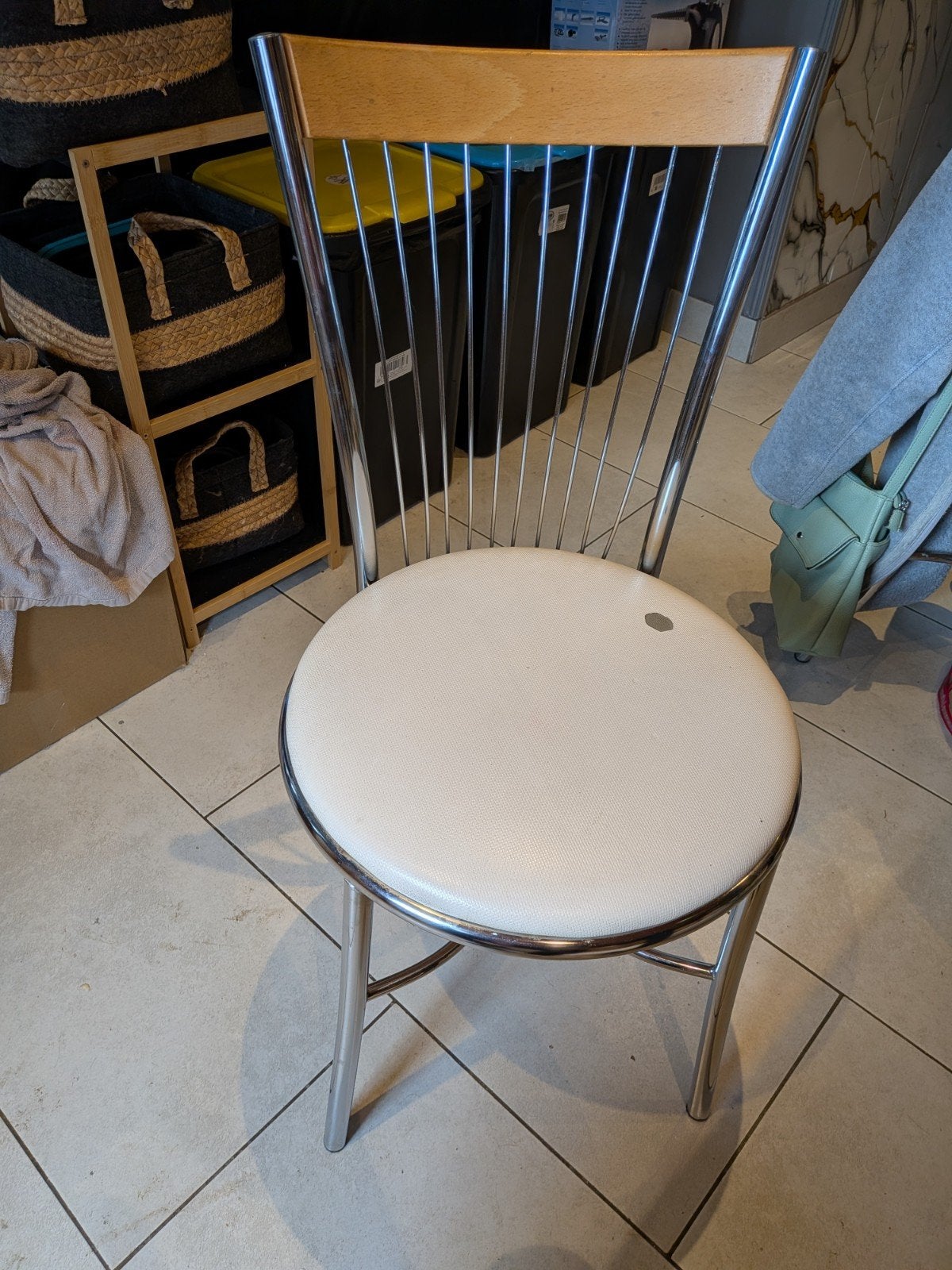lot de 6 chaises alu bois simili cuir blanc, Maison & Meubles, Chaises, Bois, Enlèvement, Blanc, Cinq, Six Chaises ou plus