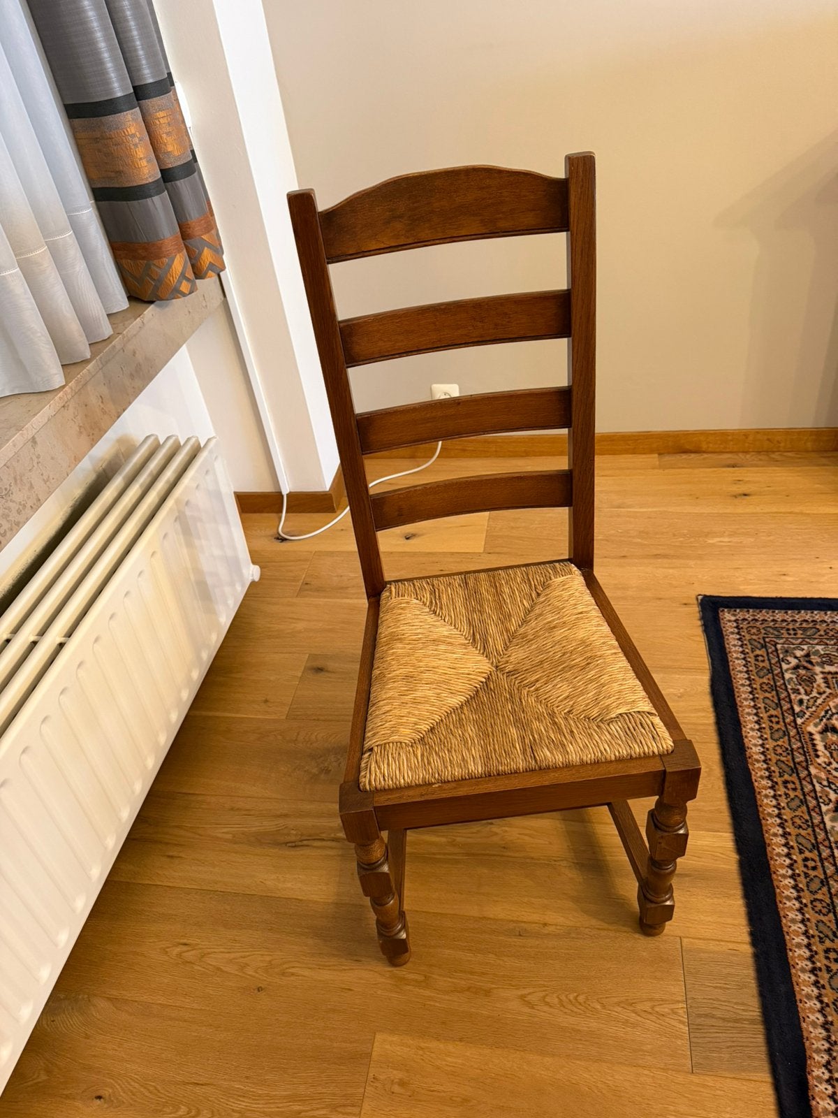Massief houten eettafel en 6 stoelen, 150 à 200 cm, Cinq personnes ou plus, Enlèvement, Utilisé