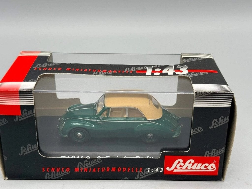 1:43 Schuco 02471 DKW 3=6 donkergroen Cabrio closed Softtop, Hobby en Vrije tijd, Modelauto's | 1:43, Ophalen of Verzenden, Zo goed als nieuw