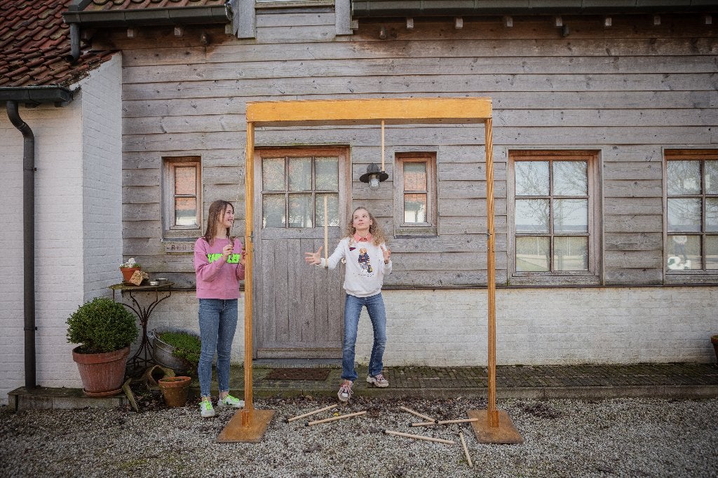 Houten stokvanger - vallende stokken - mechanisch, Een of twee spelers, Ophalen, Gebruikt
