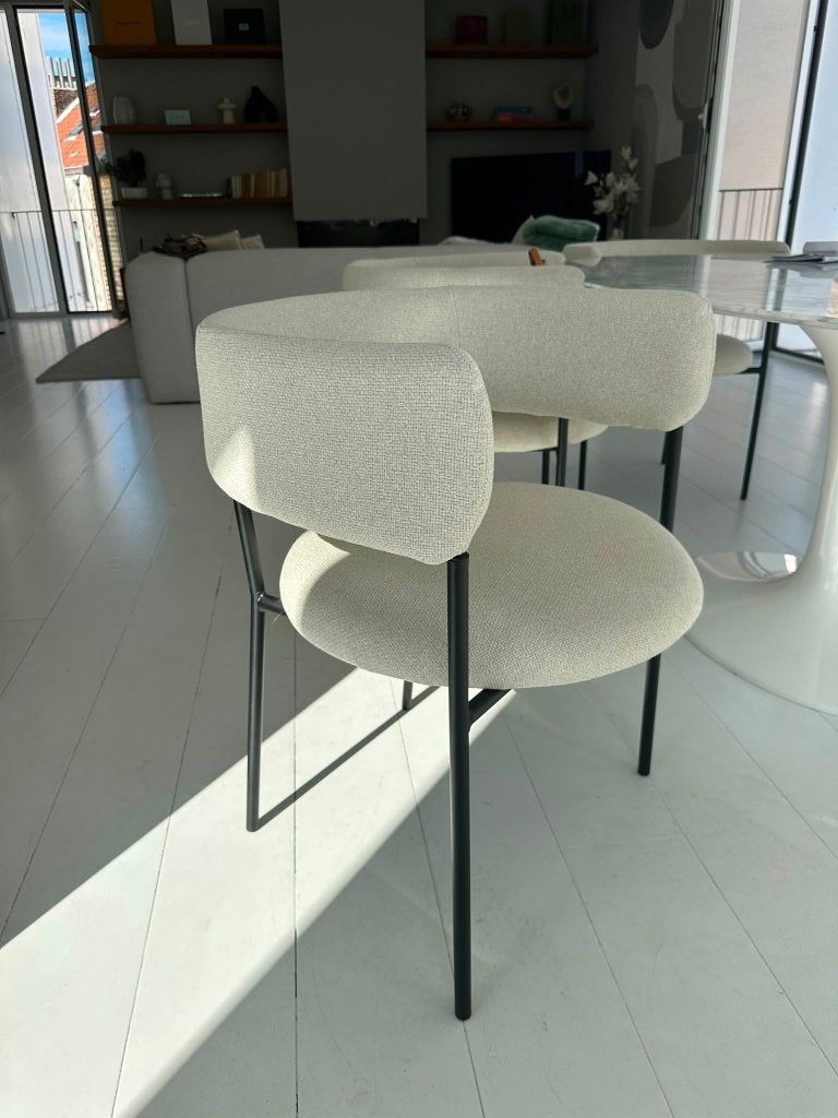 Eetkamer stoelen, Maison & Meubles, Chaises, Utilisé, Cinq, Six Chaises ou plus, Tissus, Blanc, Enlèvement