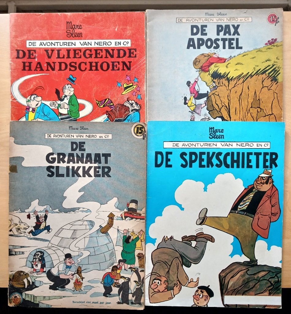 Vier strips van Nero - jaren 1950, Gelezen, Marc Sleen, Ophalen of Verzenden, Meerdere stripboeken