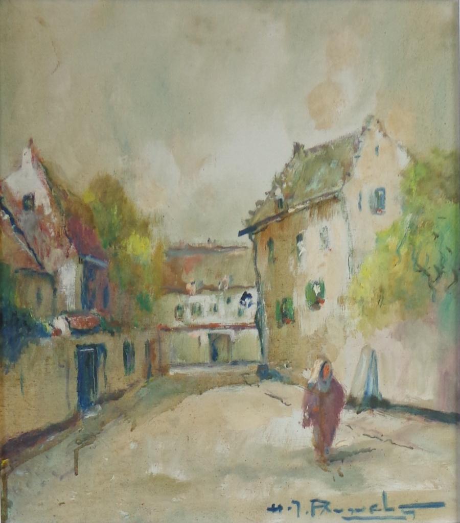 HENRI-JOSEPH PAUWELS / BEGIJNHOF / OLIEVERF / 64x59cm KADER, Ophalen of Verzenden