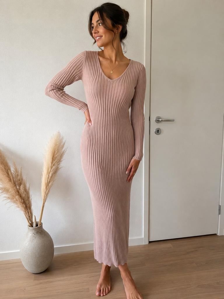 Lang beige kleedje Moocci maat S/M, Kleding | Dames, Ophalen of Verzenden, Maat 36 (S), Beige