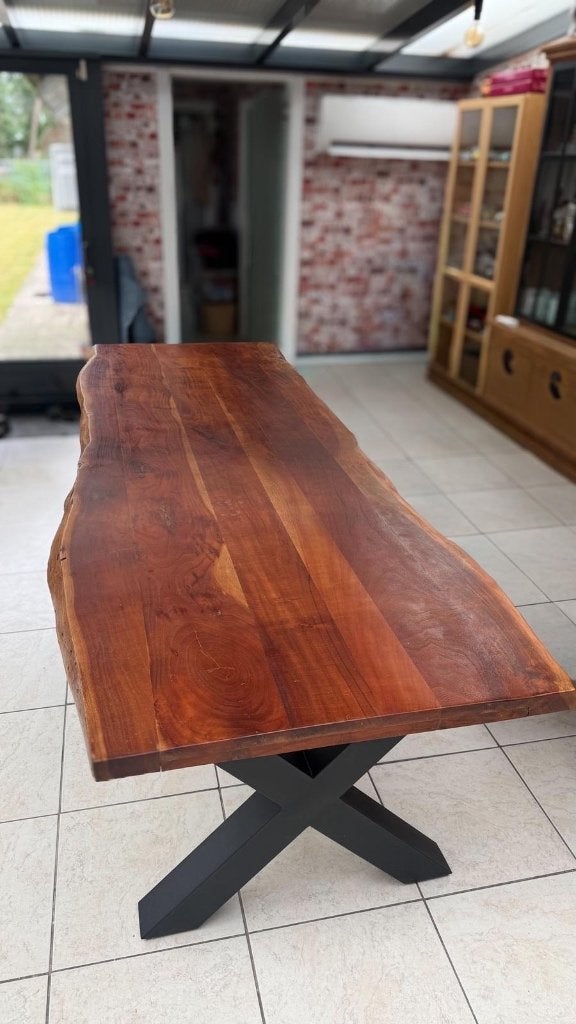 Prachtige massief houten boomstamtafel – 300 x 100 cm, Huis en Inrichting, Tafels | Eettafels, Ophalen, 200 cm of meer, 50 tot 100 cm