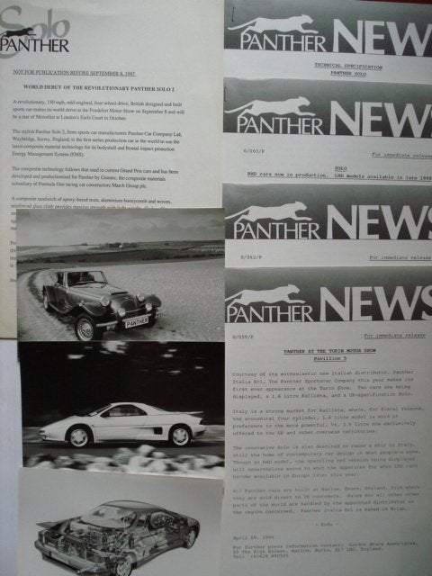 Panther Solo/Panther Kallista Press information/photos LOT, Verzenden, Gelezen, Ford
