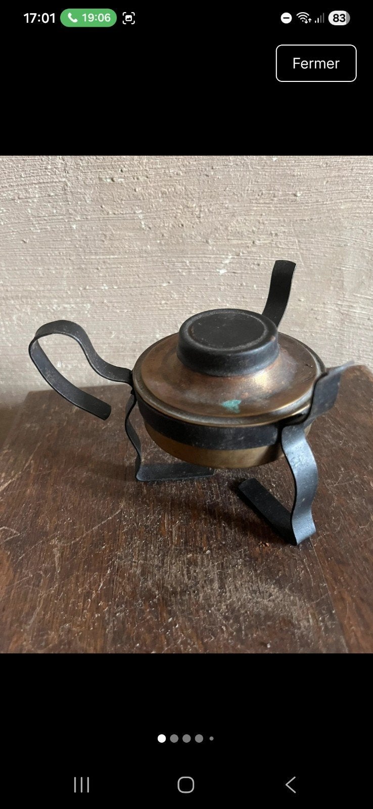 Réchaud d'appoint / Brûleur à alcool vintage en laiton et fe, Enlèvement ou Envoi