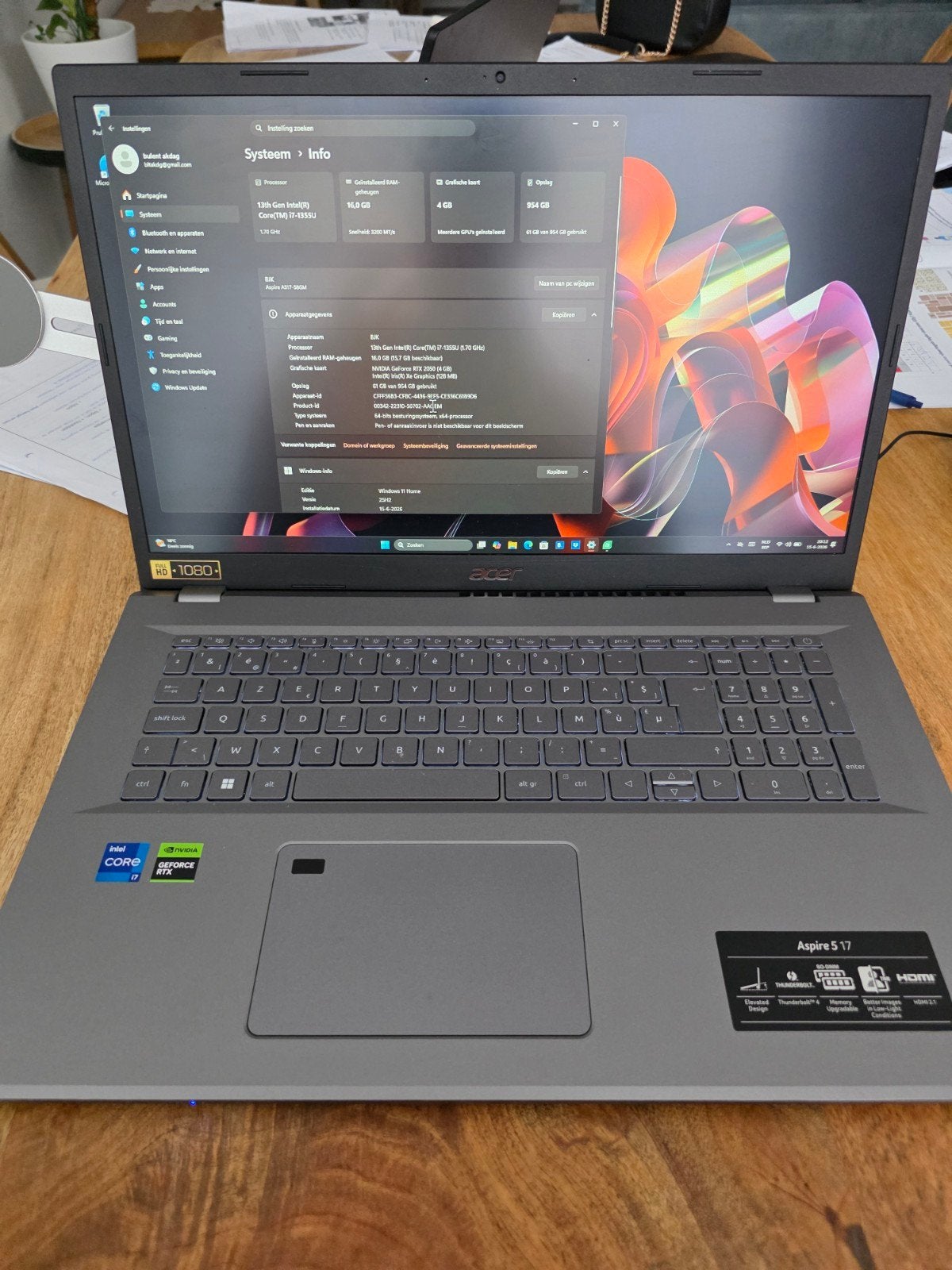 Acer Aspire 5 17, Ophalen
