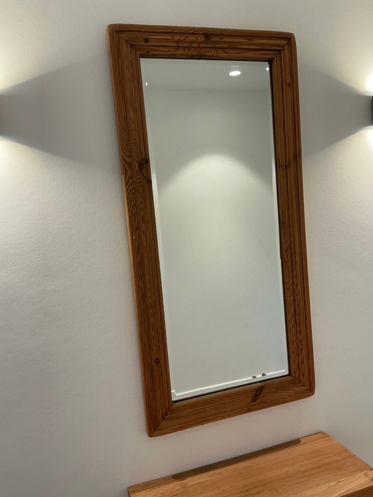 Grote houten spiegel, Huis en Inrichting, Woonaccessoires | Spiegels, Ophalen, Zo goed als nieuw