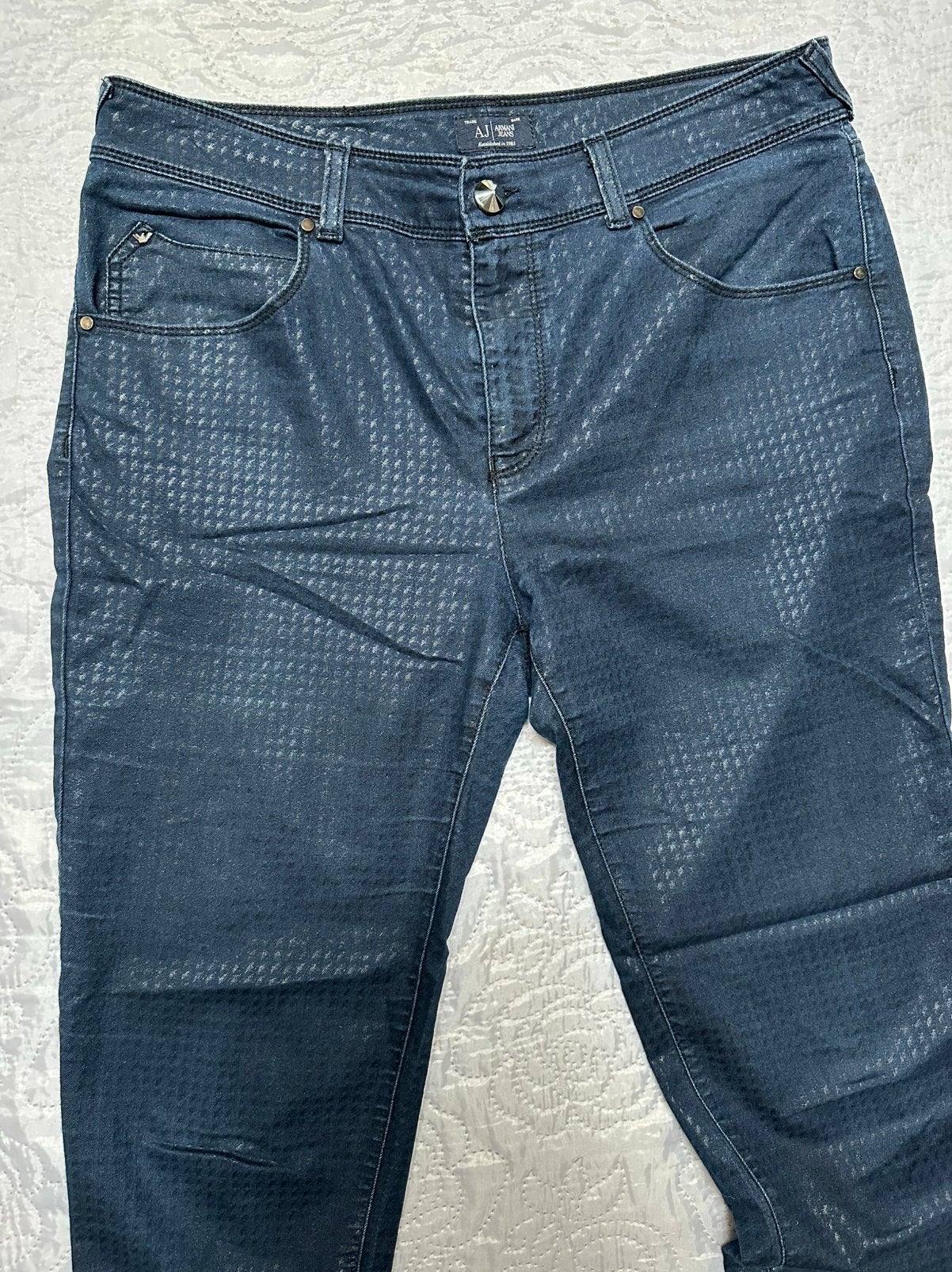 Jean Armani Jeans Vintage – Bleu Indigo Texturé, Envoi, Comme neuf, Bleu, W32 (confection 46) ou plus petit