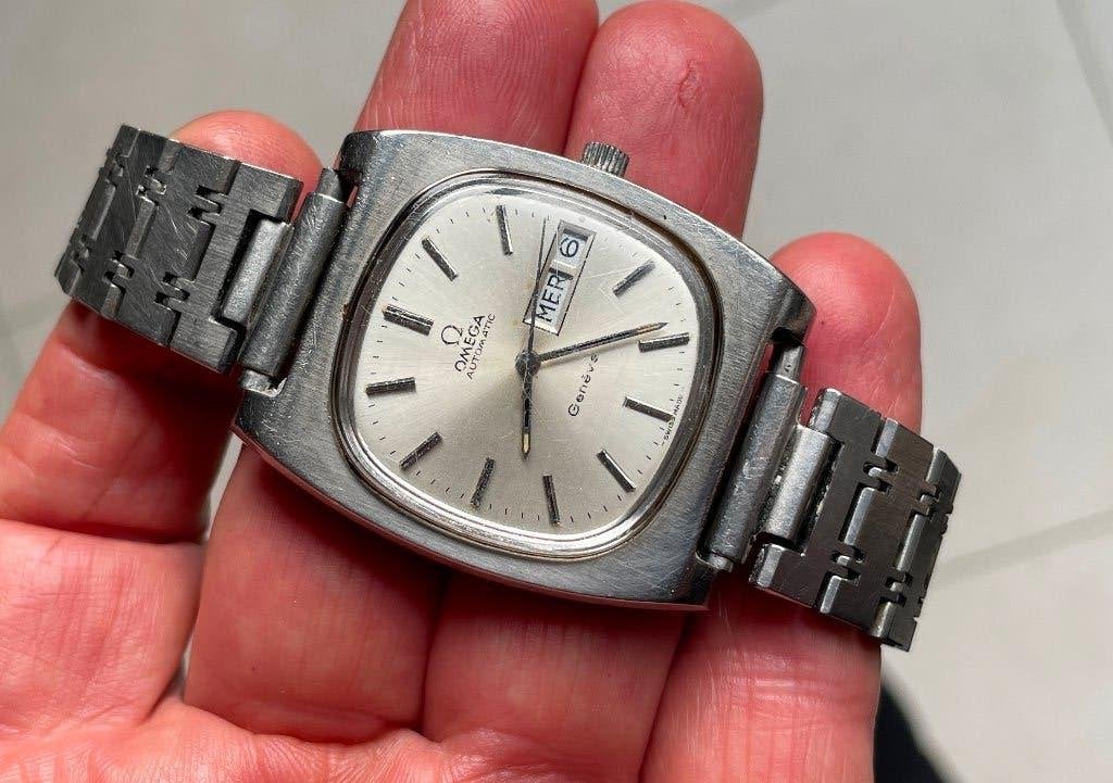 Montre OMEGA automatique GENEVE jours et date tout acier, Montre-bracelet, Acier, Omega, Avec bracelet
