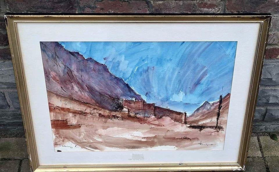aquarelle signe jose van gucht, Antiquités & Art, Art | Peinture | Classique, Enlèvement ou Envoi, Aquarelle, Panneau