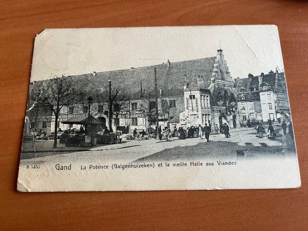 Postkaart Gent: La Potence(Galgenhuizeken)+ Vleesmarkt -1907, Enlèvement ou Envoi, Avant 1920, Affranchie, Flandre Orientale